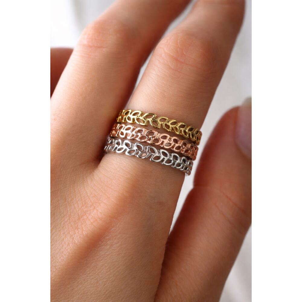 NWT Tri Tone Stackable Rings Set Gold Silver Rose Size 10